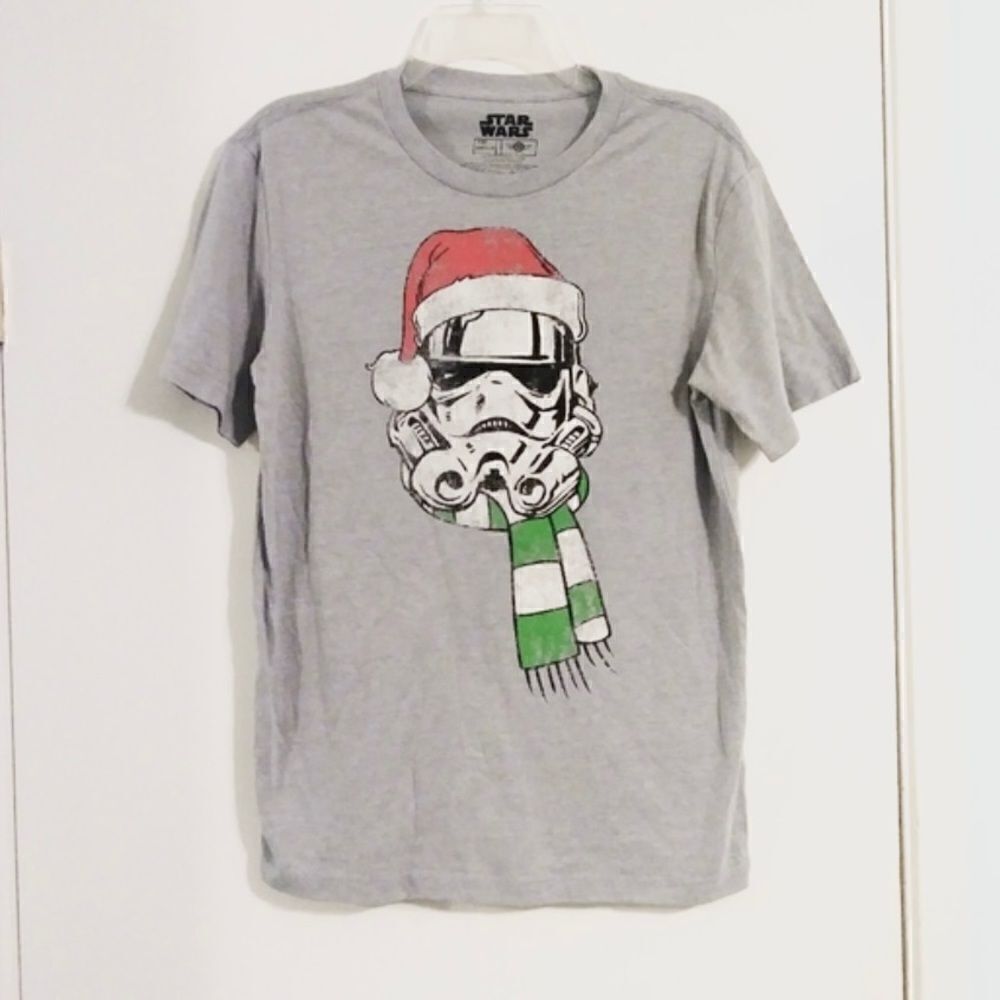 Star Wars Christmas Grey Storm Trooper With Scarf Tshirt